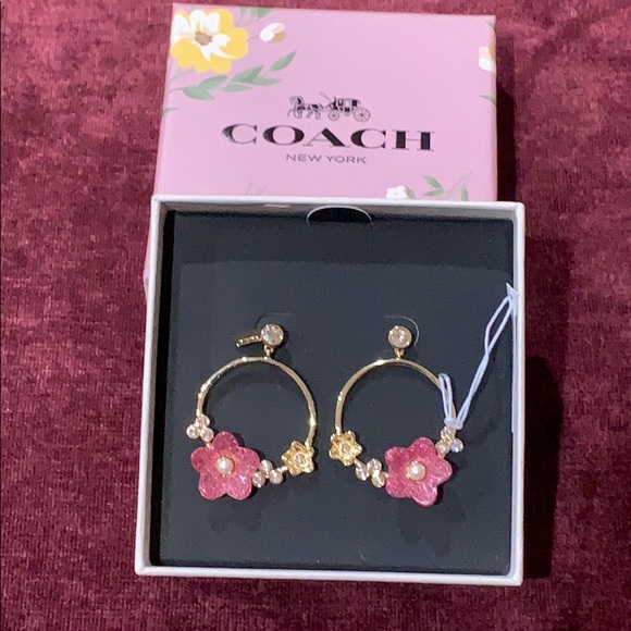 Coach Jewelry Coach Folk Floral Hoop Earrings Poshmark